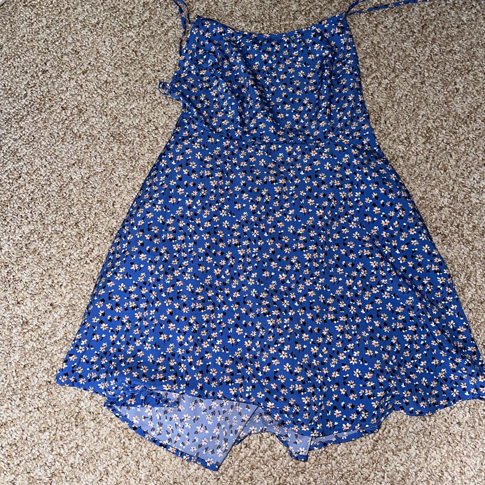 SHEIN Blue Asymmetrical Spaghetti Strap Sundress